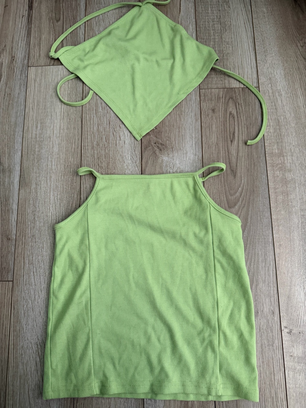 SHEIN Lime Green Ribbed Skirt Set
